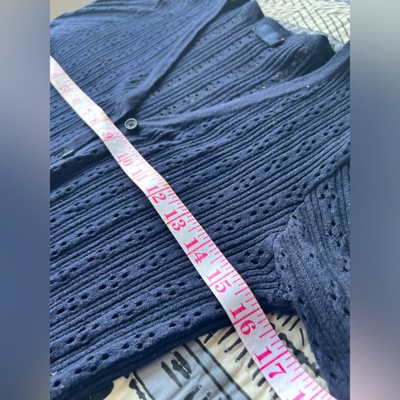 John Galt Womens Navy Blue Long Sleeve Knit Cardigan Cottagecore Sweater Small - Picture 5 of 6